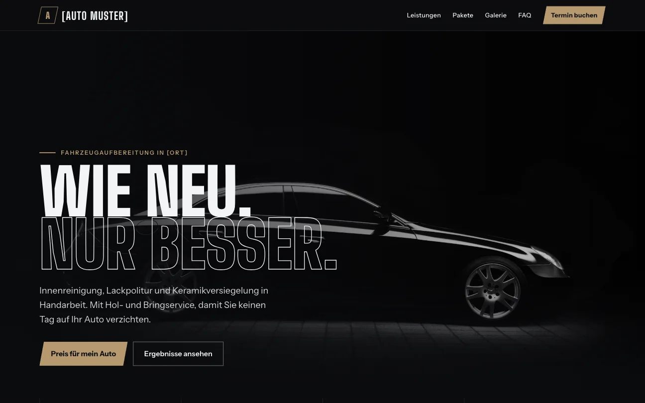 Beispiel-Website Fahrzeugaufbereitung