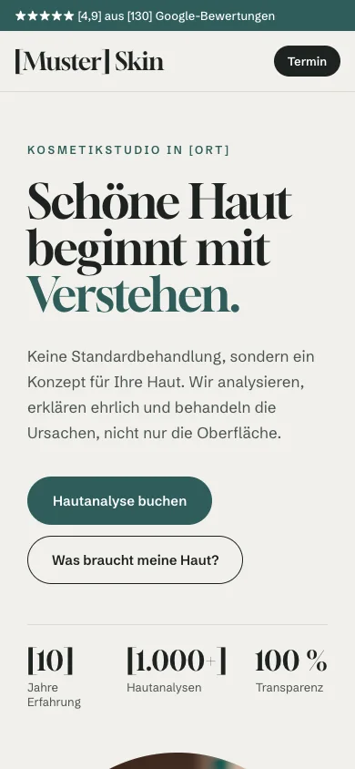 Beispiel Kosmetikstudio am Handy